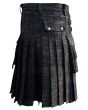 Black Denim Utility Kilt Back