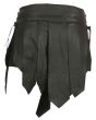 Black Gladiator Leather Mini Kilt Back