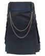 Black Modern Utility Kilt With Silver Chain
