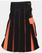 Black & Orange Utility Kilt For Men
