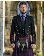 Black Prince Charlie Jacket WIth 3 Goldon Button Waistcoat 