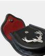 Black Saddle Lether Semi Dress Sporran With Large Stag Head