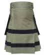 Black Striped Olive Green Utility Kilt