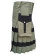 Black Striped Olive Green Utility Kilt Side