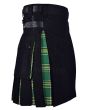 Black Utility Kilt And Irish Tartan Hybrid Kilt