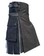 Black & White Simple 2 Side Pocket Utility Kilt Side