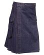 Blue Denim Red Stitched Utility Kilt 