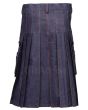 Blue Denim Red Stitched Utility Kilt Back
