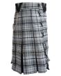 Box Pleated Grey Hamilton Modern Kilt Side
