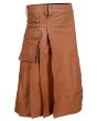 Brown Leather Utility Kilt for Men