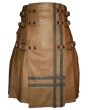 Brown Real Leather Gothic Style Kilt 