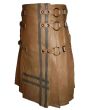 Brown Real Leather Gothic Style Kilt Side