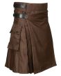 Chocolate Brown Leather Strap Utility Kilt For Active Man