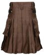 Chocolate Brown Leather Strap Utility Kilt For Active Man Back