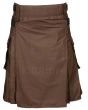 Chocolate Brown Leather Strap Utility Kilt For Active Man Front