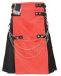 Fashion Black and Red Wedding Utility Kilt Front