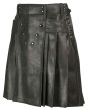 Fashion Leather Pleated Kilt Side
