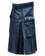 Gentleman Navy Blue Leather Kilt