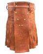 Genuine Brown Leather Kilt 