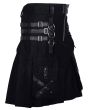 Gothic Style Leather Strap Utility Kilt