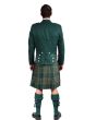 Green Irish Prince Charlie Kilt Jacket with Waistcoat Back