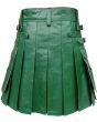 Green Leather Kilt for Men Back