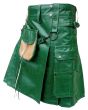 Green Leather Kilt for Men Side