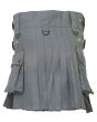 Grey Leather Strap Womens Utility Kilt Back