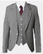 Grey Wool Tweed Argyle Kilt Jacket and Vest