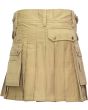 Khaki Cargo Style Utility Kilt Back