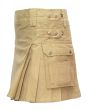Khaki Cargo Style Utility Kilt Side