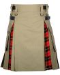 Khaki Cotton Wallace Tartan Scottish Utility Cargo Hybrid Kilt
