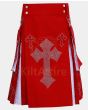 Latin Cross Red and White Christmas Kilt with Rhinestones