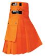 Leather Straps Halloween Orange Utility Kilt Side