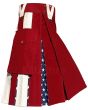Maroon American Flag Hybrid Utility Kilt