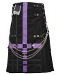 Men Fashion Black Wedding Utility Kilt