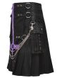 Men Fashion Black Wedding Utility Kilt Side
