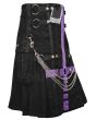 Men Fashion Black Wedding Utility Kilt Sides