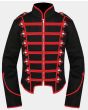 Men Gothic Red Black Military Drummer Jacket