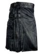 Mens Black Leather Kilt 