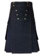 Mens Denim Utility Kilt Front