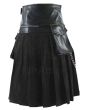 Modern Black Gladiator Viking Leather Kilt Back