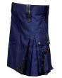 Modern Blue Utility Kilt For Men Side