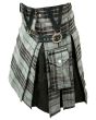 Modern Grey Box Pleated Hybrid Kilt 