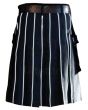 Navy Blue Utility Kilt with White Line Style Back