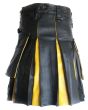 New Genuine Two Tone Leather Hybrid Kilt Back