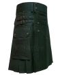 Olive Green Cotton Utility Kilt Side