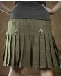 Olive Green Women Utility Kilt Back