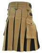 Premium Quality Khaki And Black Hybrid Utility Kilt Back