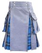 Ramsay Blue Tartan And Grey Cotton Hybrid Utility Kilt 